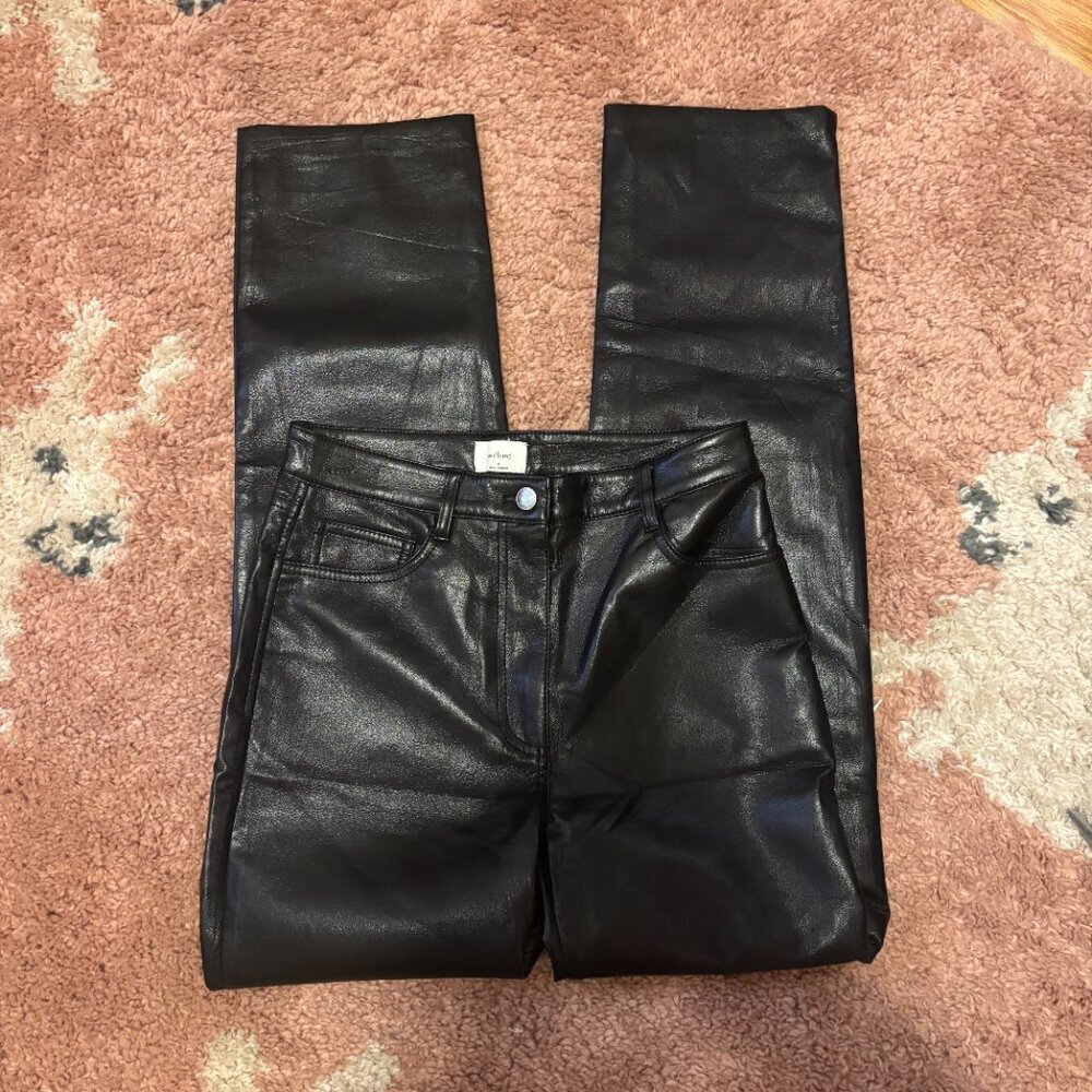 Aritzia Wilfred Womens Sz 4 The Melina Pant Vegan Leather Black #81518 HighWaist - Picture 2 of 9